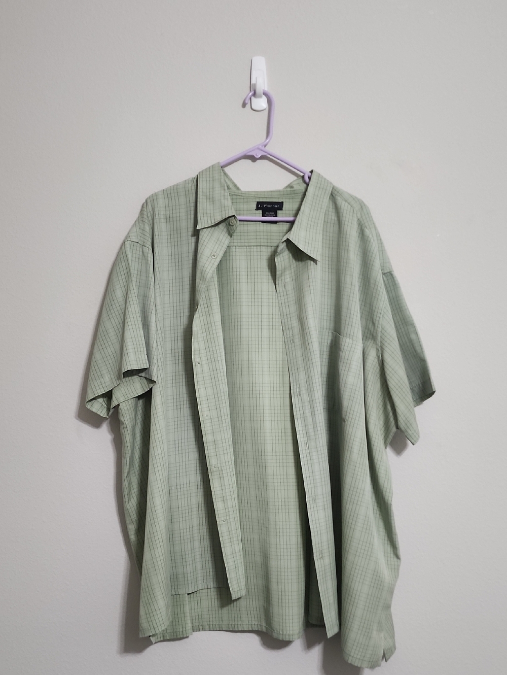 Men's J Ferrae Sage Green Short Sleeve Button-Down 4XL